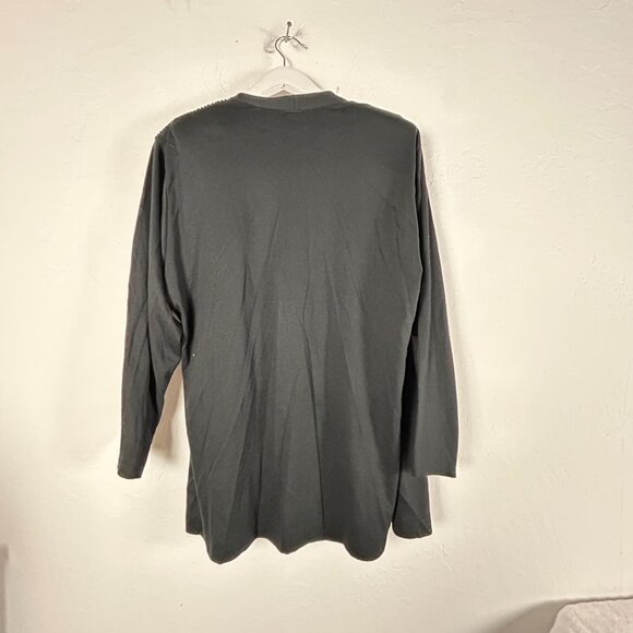 Hand Painted by Laura Rogers Embellished Shoulder Cardigan Sweater XL Black - Picture 2 of 9